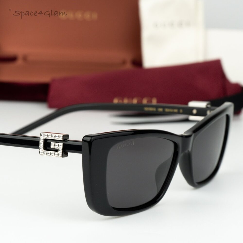 BRAND NEW Gucci GG1681S 008 Black Grey Cat Eye Women Sunglasses - Picture 4 of 11
